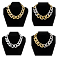 Miniatyrbillede 1 af 6: #Sæt af 4 Overdrevne Akryl Store Kæde Halskæder Kvinder Statement Hip Hop Twisted Chunky Tyk Choker Gothic Smykker#