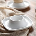 Miniatyrbillede 2 af 4: *Hvidt porcelæn æggebægersæt med 6 æggebægere, elegant 6-delt cer*