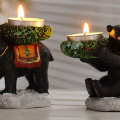 Miniatyrbild 5 av 6: #1 stativ svart björn ljusstake prydnad, ljuskoppsfat#
