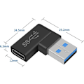 Pikkukuva 5 / 5: Usb-Usb C -sovitin, Usb A - Usb C -sovitin, 10 Gbps:n suorakulmainen Usb 3.0 -uros - Usb C -naaras -sovitin, 90 asteen Usb 3.1 Gen2 Usb C - Usb 3.0 -sovitin