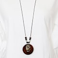 Miniatyrbild 1 av 5: 2 st Träpendant Halsband med Uggla Blad Charm Långt Vaxrep