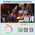 Miniatyrbillede 5 af 5: Karaokemaskine til børn og voksne, mini bærbar Bluetooth-karaokehøjtaler med 2 trådløse mikrofoner og dynamisk lys