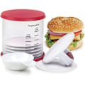 Miniatyrbild 1 av 5: Perfekt Burgerpress Set, Pressa och förvara upp till 6 hamburgare, Halkfri bas, Non-stick beläggning, Gropinsats skapar snabbare och jämnare tillagning, Diskmaskinssäker