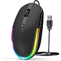Pikkukuva 1 / 5: Langallinen hiiri, Led RGB -taustavalaistu hiiri 1,5 metrin USB-kaapelilla, 1600 DPI hiljainen ergonominen kannettava