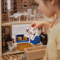 Miniatyrbild 3 av 3: 1 st 1/12 Mini Hus Tillbehör Mini Tryck Fåtölj Modell Miniatyr Tryck Soffa Dekor Trä Mini Hus Soffa Tillbehör Mini Hus Låtsaslek