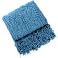 Miniatyrbillede 1 af 5: /#/Helårs Sofatæppe - Blå 130 x 230 cm - Strikket Pom Pom/#/