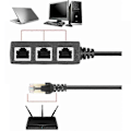 Miniatyrbilde 3 av 5: Rj45 Ethernet 1 til 3 Port Splitter Kabelnettverk med Cat5, Cat5e, Cat6, Cat7 Adapter Socket
