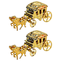 Miniatyrbillede 1 af 3: 2 stk. Udsøgte slikemballageæsker Gyldne vognform Bryllupsslikeæsker