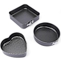 Miniatyrbilde 2 av 5: 3 stk/sett Non-stick metall bakeform kakeform rund hjerte firkantet form avtakbar bunn bakeform kake