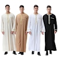 Miniatyrbild 1 av 3: Muslimsk Saudiarabisk Klädnad Kaftan Dubai Tunika Lång Topp Blus Thobe för Män