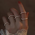 Miniatyrbillede 2 af 5: Perleringe til kvinder, elastiske perleringe, stabelbare ringe, tynde, fine ringe, håndlavede perlesmykker, statement ring, komfortabel pasform, størrelse 6