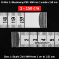 Pikkukuva 1 / 5: Ompelijan mittanauha, kokonaispituus 150 cm, 2-in-1 nauha