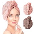 Miniatyrbilde 2 av 5: 2PAK (Rosa og Brun) Mikrofiber Hårhåndkle Hårwrap Hårhåndkle