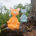 Miniatyrbild 2 av 5: #Gul meditativ katt harts prydnad#