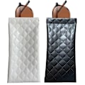 Miniatyrbild 1 av 5: Klämtopp Glasögonfodral, Portabelt Glasögonfodral i Läder Mjuk Solglasögon Organizer Påsar 2-pack