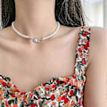 Miniatyrbillede 2 af 5: Rund Imitationsperle Choker Halskæde Bryllup Perlehalskæde