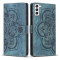 Frostat läderfodral för Mandala Emed Retro-telefon Blue For Samsung Galaxy S21+ 5G
