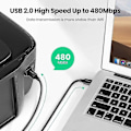 Miniatyrbillede 4 af 5: UGREEN 1m Højhastigheds USB 2.0 Printerkabel til HP Canon Epson USB Type B Han til A Han Kabel