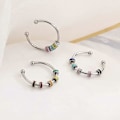 Miniatyrbillede 5 af 5: 3 stk. Spinner Emalje Fidget Ring, Angstdæmpende Rustfrit Stål Ring, Angst Ring Med Flerfarvet Rullekugle