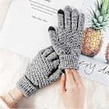 Miniatyrbillede 4 af 4: Par Dame Vinter Strikkede Handsker, Varme Parhandsker, Touch Screen Handsker Med Tyndt Fleecefor, Velegnet Til Fritidsaktiviteter Sort/Hvid One S