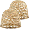 Miniatyrbillede 2 af 2: 2 stk. Vævet Bambus Lampeskærm Rustik Stil Bambus Lampeskærm Pendel Lampe Cover Lampe Tilbehør