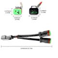 Miniatyrbilde 5 av 5: 2 stk Y-formet Dobbel Utgang Deutsch DT DTP 2-pinners Adaptere Koblinger Splittere Kompatibel med LED Pod Lys, LED Lysbar, LED Arbeidslamper, Tåkelys