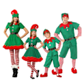 Miniatyrbild 3 av 5: Jul Tomte Kostym Grön Älv Cosplay Familj Karneval Party Nyår Maskerad Kläder Set För Män Kvinnor Flickor Pojkar Höjd 80CM Flickor
