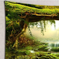 Miniatyrbild 3 av 5: Väggbonad - Psykedelisk skog - Ljust solljus - Vägg