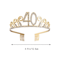 Miniatyrbillede 3 af 3: Fødselsdags Krystal Rhinestone Tiara Dronning Krone Dansefest Hårbøjle Hårkamme Nål til Kvinder 40 års Fødselsdagsfest Gave (Guld)