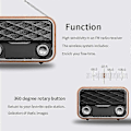 Miniatyrbilde 4 av 5: Bluetooth Retro Radio med AUX/FM, med Antenne, Klar Lyd, Bærbar Høyttaler, Kompatibel Android Nettbrett