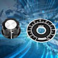 Miniatyrbillede 5 af 5: 5 stk. 6 mm/27 mm Potentiometerknap Potentiometer Riflet Knapper Lydstyrkekontrol Drejehætte med Digital Skala Plade MF-A03