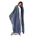 Miniatyrbild 1 av 2: Abaya-kappa för damer, mode med snörning, lapptäcke, lös kappa, spetsbroderade sömmar, långärmad kofta, klänning – One Size (som visas)