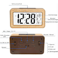 Miniatyrbild 2 av 5: Väckarklocka, enkel inställning, digital väckarklocka i bambu med temperatur, datum, bakgrundsbelysning, snooze, för sovrum, säng, hem, kontor, utan