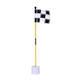 Miniatyrbillede 1 af 5: Sort og hvid golf green flag, farverig todelt ternet green target hul kop flagstang, golftilbehør