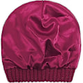 Miniatyrbild 2 av 3: Varm stickad vintermössa med satin-foder, kabelstickad beanie, tjock slouchy skull cap för damer