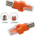 Pikkukuva 3 / 5: 4 KPL F - RJ45 -muunnin F Naaras - RJ45 Uros Koaksiaalipiippu Kytkentäsovitin Ethernet-liitin Koaksiaalinen Suora Liitin Oranssi
