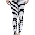 Miniatyrbillede 1 af 5: Ankellange skinny leggings til kvinder - Sort- og hvidstribede bukser tights