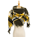Miniatyrbillede 2 af 7: Mode Vinter Varmt Stort Tartan Tæppe Plaid Sjal SJ-23#Military Green 135x135x200cm