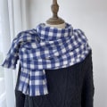 Miniatyrbillede 1 af 5: Vintertørklæde Patchwork Plaid Tassel Blød Varmt Sjal Tykt Tæppe Mode Blå Blød Tørklæde Vintertørklæde Trendy Tørklæde Kvinders Tørklæde