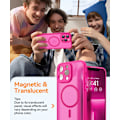 Miniatyrbild 3 av 7: Magnetiskt skal för iPhone 16 Pro Max med fullständigt kameraskydd [Kompatibel med MagSafe] [Genomskinlig matt] Skyddande telefonfodral, Matt svart Hot Pink iPhone 13 Pro Max