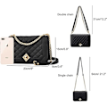 Miniatyrbillede 3 af 5: Crossbody tasker til kvinder, små håndtasker i PU-læder, skuldertaske, aftenclutch, quiltede tasker med kæde