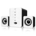 Miniatyrbild 1 av 5: Mini USB 2.1 Trådbunden kombinerad högtalare basmusik subwoofer för stationär dator bärbar dator surfplatta smartphone - Svart och vit