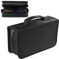 Miniatyrbillede 1 af 7: CD-etui, 128 kapacitet Merceriseret klud CD DVD-holder Beskyttelse Lynlås Bærbar diskopbevaringspung Organizer-Sort