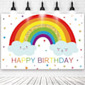 Miniatyrbild 1 av 5: 7x5ft Regnbåge Födelsedag Bakgrund för Pojkar Flickor Prinsessa Födelsedagsfest Baby Shower Bakgrund Färgglada Stjärnor Regnbåge Vita Moln Bakgrund