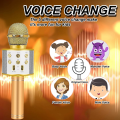 Miniatyrbild 5 av 5: Födelsedagspresenter för 6-15 år gamla flickor och pojkar, trådlös Bluetooth-karaokemikrofon - guld