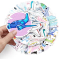 Miniatyrbilde 5 av 5: 50 stk flystickers for vannflasker, bærbare datamaskiner, biler, hydroflasker, telefoner, gitarer, skateboard, kawaii flyplanleggerklistremerker, vanntette, estetiske klistremerker