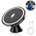 Miniatyrbillede 1 af 7: F12-B1 Sort Magnetisk Trådløs Opladningsholder - USB Interface Opladningskabel
