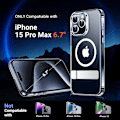 Pikkukuva 2 / 7: Magneettinen iPhone 16 Pro Max -kotelo, [Sisäänrakennettu näkymätön jalusta][Yhteensopiva MagSafe-tekniikan kanssa] [Sotilastason iskunkestävä] Ohut läpikuultava Clear-Stand iPhone 15 Pro Max