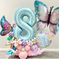 Miniatyrbillede 5 af 5: Sommerfugleballoner 4 stk 40 tommer Blå Lilla Sommerfugl Folie Mylar Balloner til Sommerfugltemafest Bryllup Fødselsdag Babyshower Festdekorationer