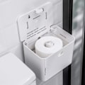 Pikkukuva 3 / 5: WC-paperirullan pidike seinälle kiinnitettävä kasvopaperiannostelija vedenpitävä/pölytiivis/kissankestävä itseliimautuva rullapaperitelineet - Ei porausta